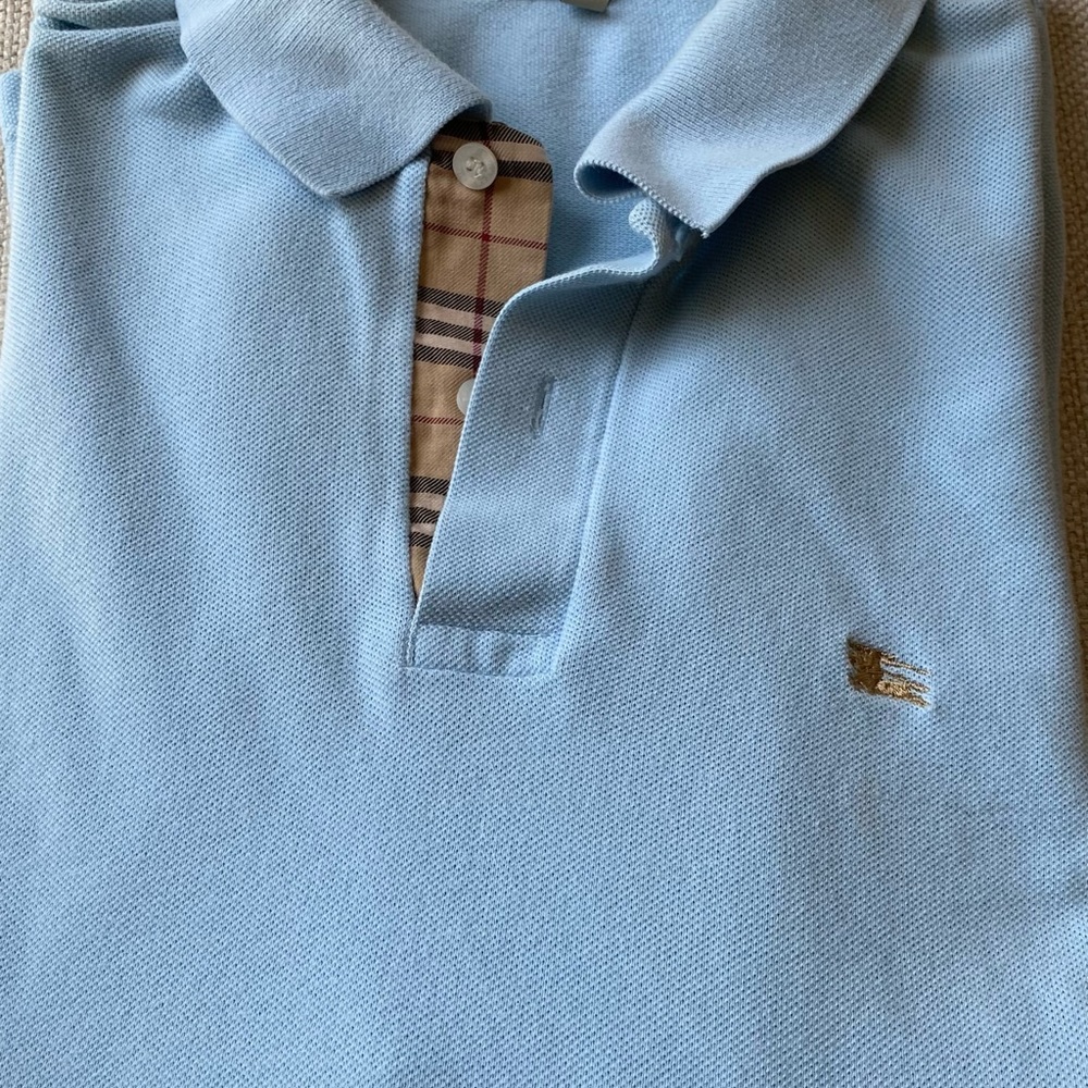 Men’s Burberry Pique Polo- Light Blue XL